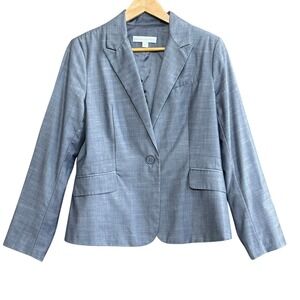 New York & Company Blue Gray Blazer Size 12 Career Workwear Tailored Office